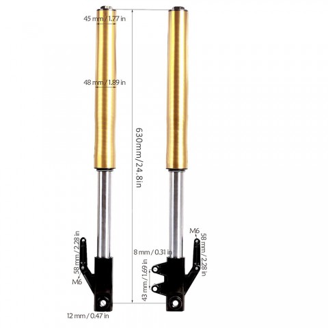 12mm Axle 630mm 45/48mm Front Forks Shock For Pit Dirt Electric Bike